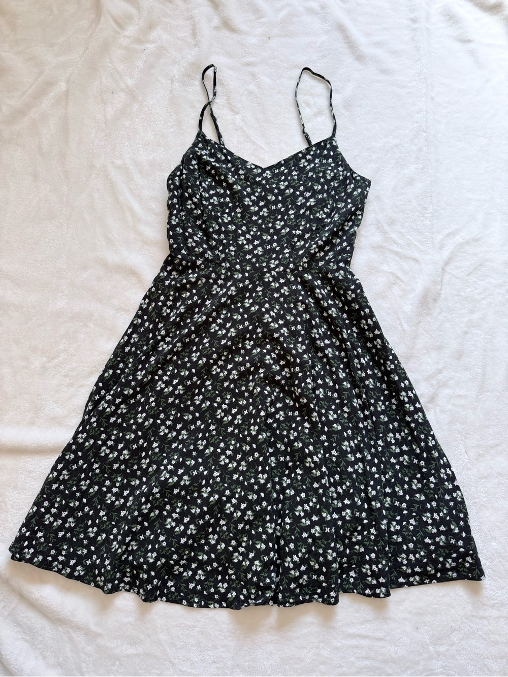 Old Navy Black Floral Spaghetti-Strap Mini Dress
